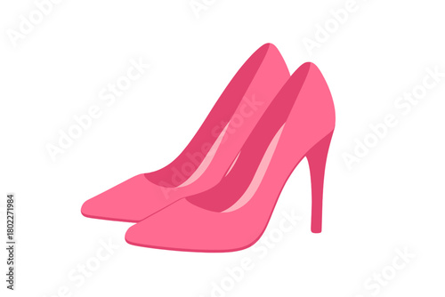 Pair of pink high heel stiletto pumps isolated on white background