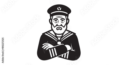 ## **2. Mature elderly sailor crossed arms portrait isolated**
