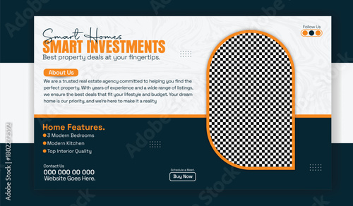 Smart homes real estate banner template for social media promotion design