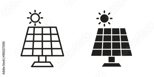 Solar panel icon for web, app, infographic.