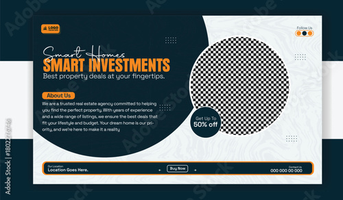 Smart homes real estate banner template for social media promotion design