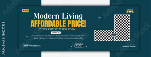 Modern living affordable price cover template isolated on white background