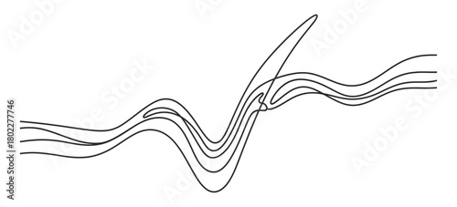 Abstract black lines art on transparent background with curved shapes