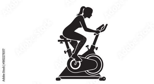 ## **8. Woman riding fitness bike black silhouette vector**
