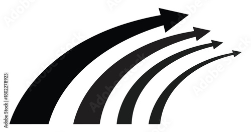 Arrows Aiming Upward in Black Color Isolated on White Background Signifying Growth Design