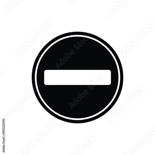 Circle Symbol Blocked With a White Rectangle Shape in Black Silhouette on White