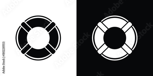 Lifebelt Silhouette, Circular Buoy, Life Preserver Graphic, Lifesaver Icon Design