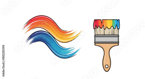 Vibrant brush strokes and colorful paint brush art design