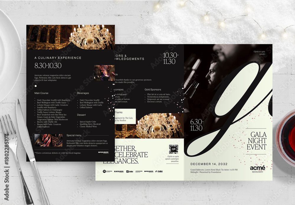 New Year Gala Event Program Template & Brochure Layout for NYE ...
