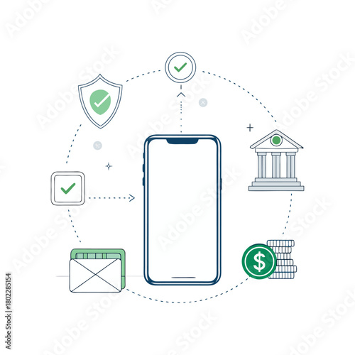 Seamless secure mobile payments connecting wallet bank and verified transactions with ease
