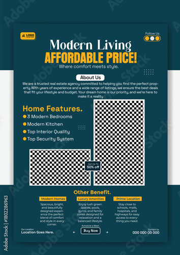 Modern real estate flyer template for affordable price and modern living