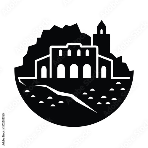 Jezreel Palace Ruins Icon Illustration