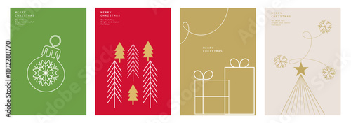 Set of Merry Christmas and Happy New Year greeting cards  for background, greeting card, party invitation card, website banner, social media banner