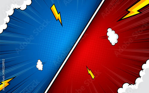 Comic versus fight template background. Vector illustration.