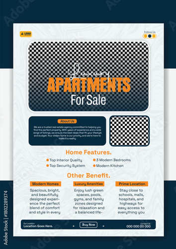 Luxury apartments for sale real estate flyer template for promotion