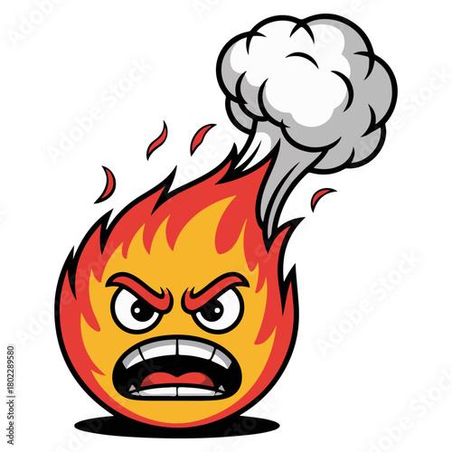 A fiery animated character, expressing anger and frustration
