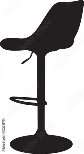 Black modern bar stool with adjustable height and footrest furniture seat