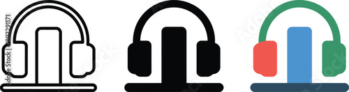 Headphones Icon Set Modern Audio Device Technology and Entertainment Vector