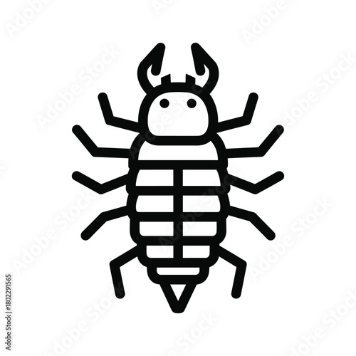 Insect louse bug outline icon for pest control, parasite, disease, or medical illustration graphic design element