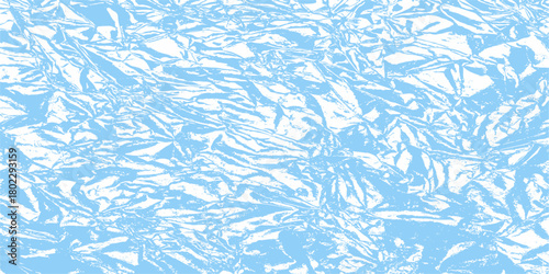 Seamless abstract blue winter background texture with crystal snowflakes, a cold ice pattern design. Modern oil painted pattern on paper, shiny and glossy blue marble texture, blue crumbled paper