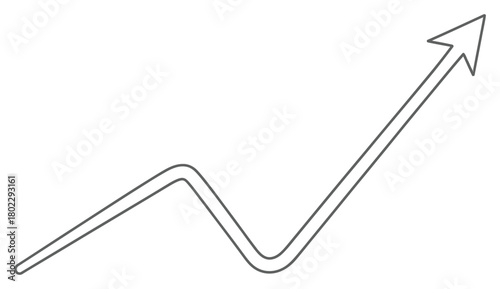 Line Art Arrow Upward, Double Outline, Growth Concept, Directional, Transparent Background