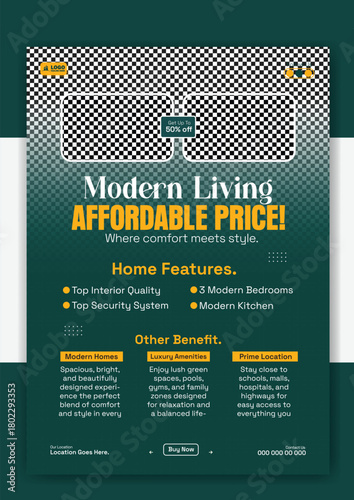 Modern real estate flyer template for affordable price and modern living