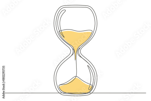 Linear Hourglass with Transparent Background, Sand Falling Slowly, Timeless Concept