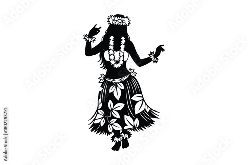 Silhouette of a hula dancer in traditional attire