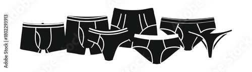 Menswear Assortment Silhouette Underwear Variety Black and White Transparent