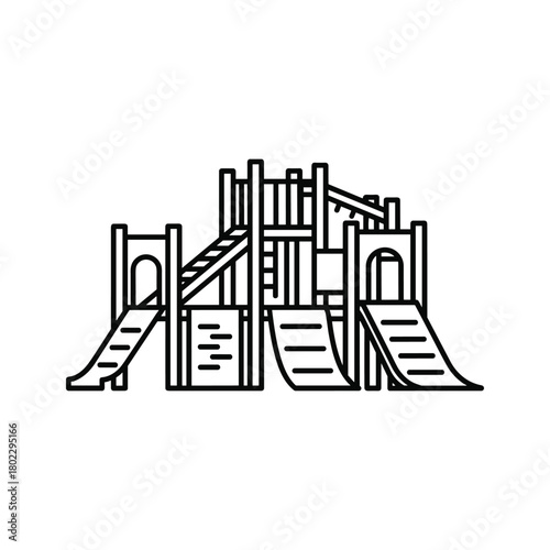 Playground structure outline icon. kids recreation park equipment for outdoor fun and active childhood games.