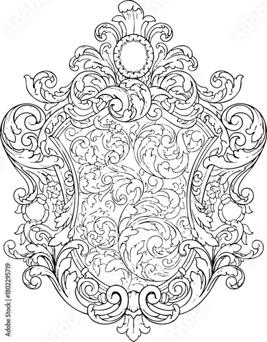 Elegant Scrollwork Emblem Decorative Ornament