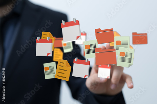Business person touching di...