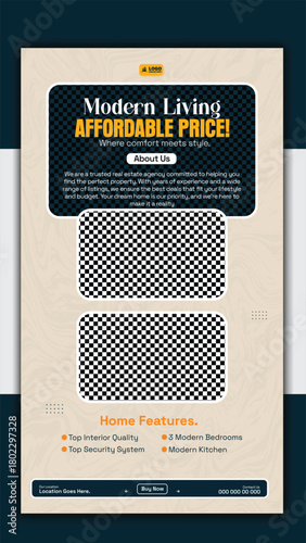 Modern living affordable price real property social media story template