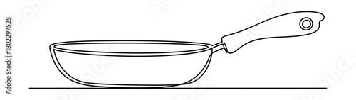 Pan Silhouette with Handle Continuous Line Art on Transparent Background