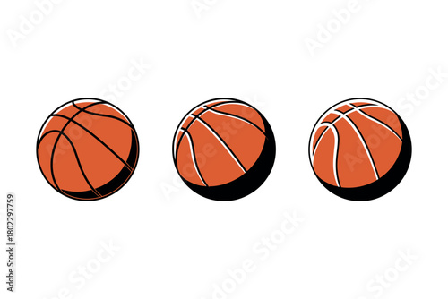 Three basketballs are shown in a row on a white background.