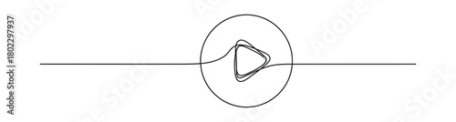 Play Icon Continuous Line Art Design with Triangle and Circle on White Backdrop