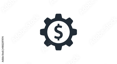 Simplistic gear with dollar symbol depicting financial efficiency concept