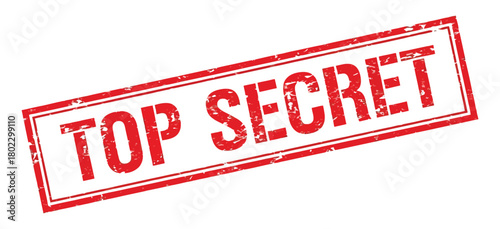 Red Distressed Top Secret Stamp on White Background with Rough Edges Texture