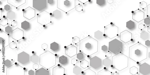 Abstract hexagon white background with shadow .white background Futuristic blue neon honeycombs. Modern technology design. Vector illustration.	
