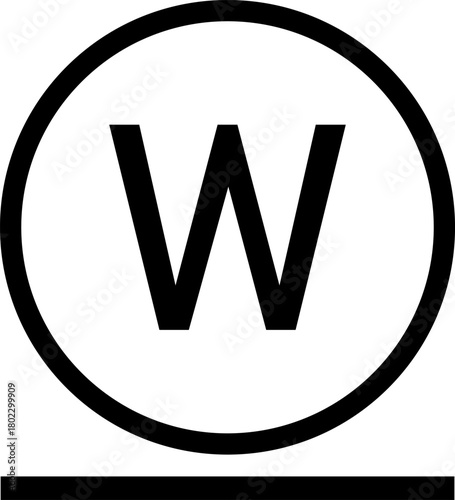 Delicate cycle. Circle with a single line around it containing the letter W. Professional wet cleaning only. Garment labeling. Warning symbol. Information on the garment label.