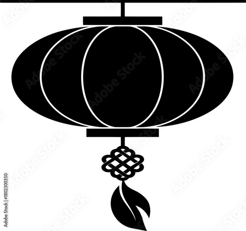 Minimalist black lantern silhouette with soft ribbing