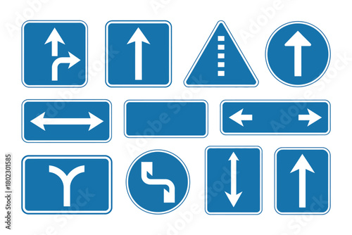A collection of various traffic signs indicating directions and road rules