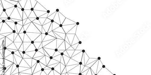 Technology abstract white digital background of connected dot with black line .many squares and rectangle shapes .Internet connection network high digital technology with connecting points and
