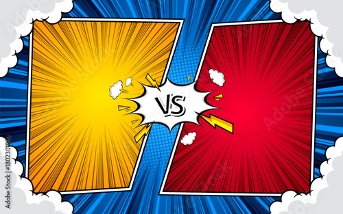 Comic versus battle template background. Vector illustration.