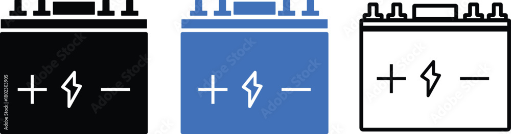 Obraz premium Car battery icon collection ,Black Car battery icon, Automotive charge sign.battery energy charging icon sign vector illustration, 