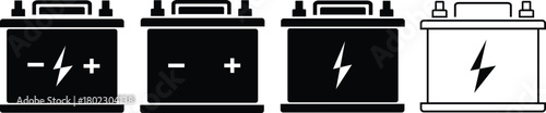 Car battery icon collection ,Black Car battery icon, Automotive charge sign.battery energy charging icon sign vector illustration,
