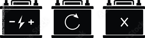 Car battery icon set ,battery icon symbol, Automotive charge sign. Auto battery symbols isolated on white background,
