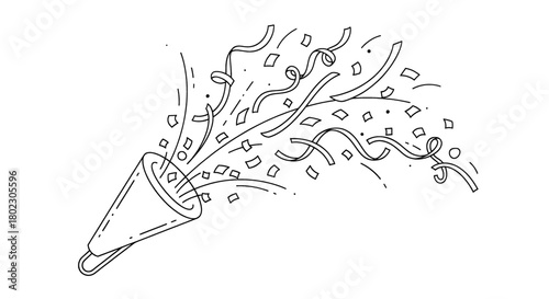 Festive confetti and streamers burst from a party popper, celebrating joy and fun.