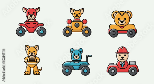 Collection of Animal Characters Riding Toy Vehicles for Kids Entertainment and Fun
