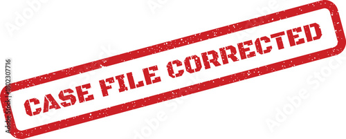 A clear red rubber stamp indicates that a case file has been corrected on a plain white background